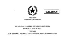 Presiden Jokowi Terbitkan Keppres Tentang Cuti Bersama ASN Tahun 2023