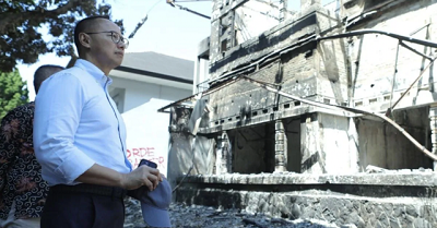 Eddy Soeparno Tinjau Wisma MPR yang Dibakar saat Demo Massa